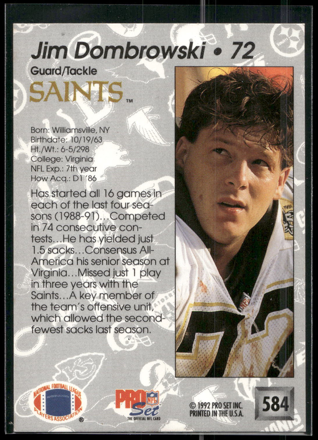 1992 Pro Set #584 Jim Dombrowski