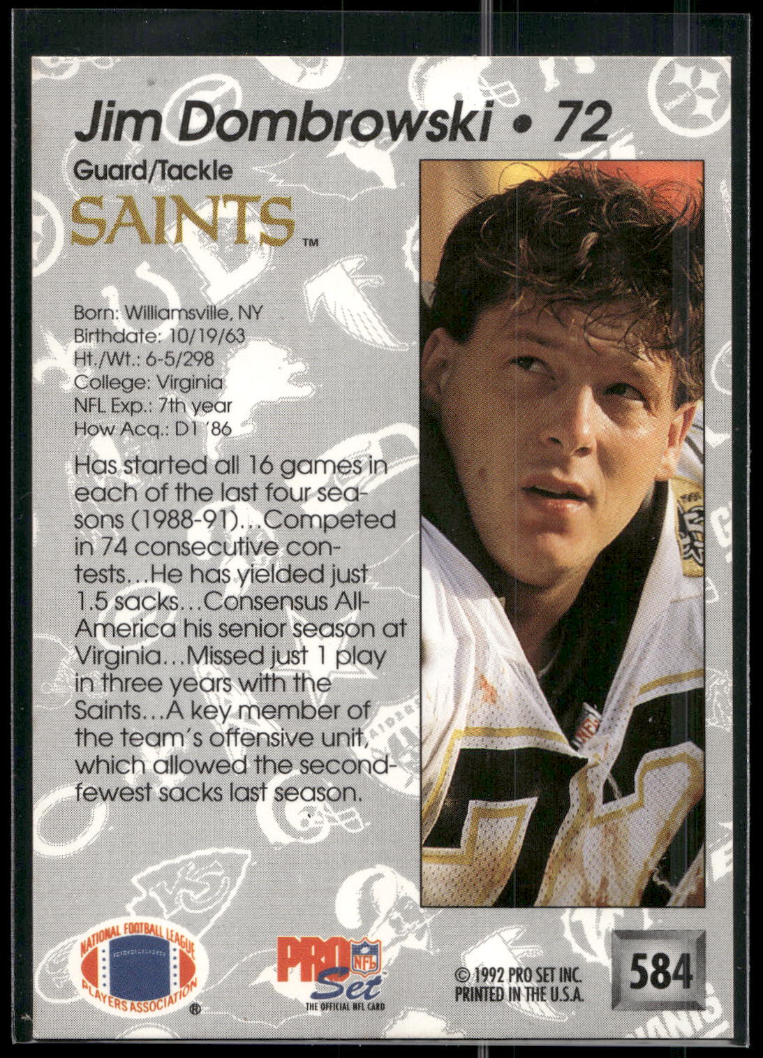 1992 Pro Set #584 Jim Dombrowski