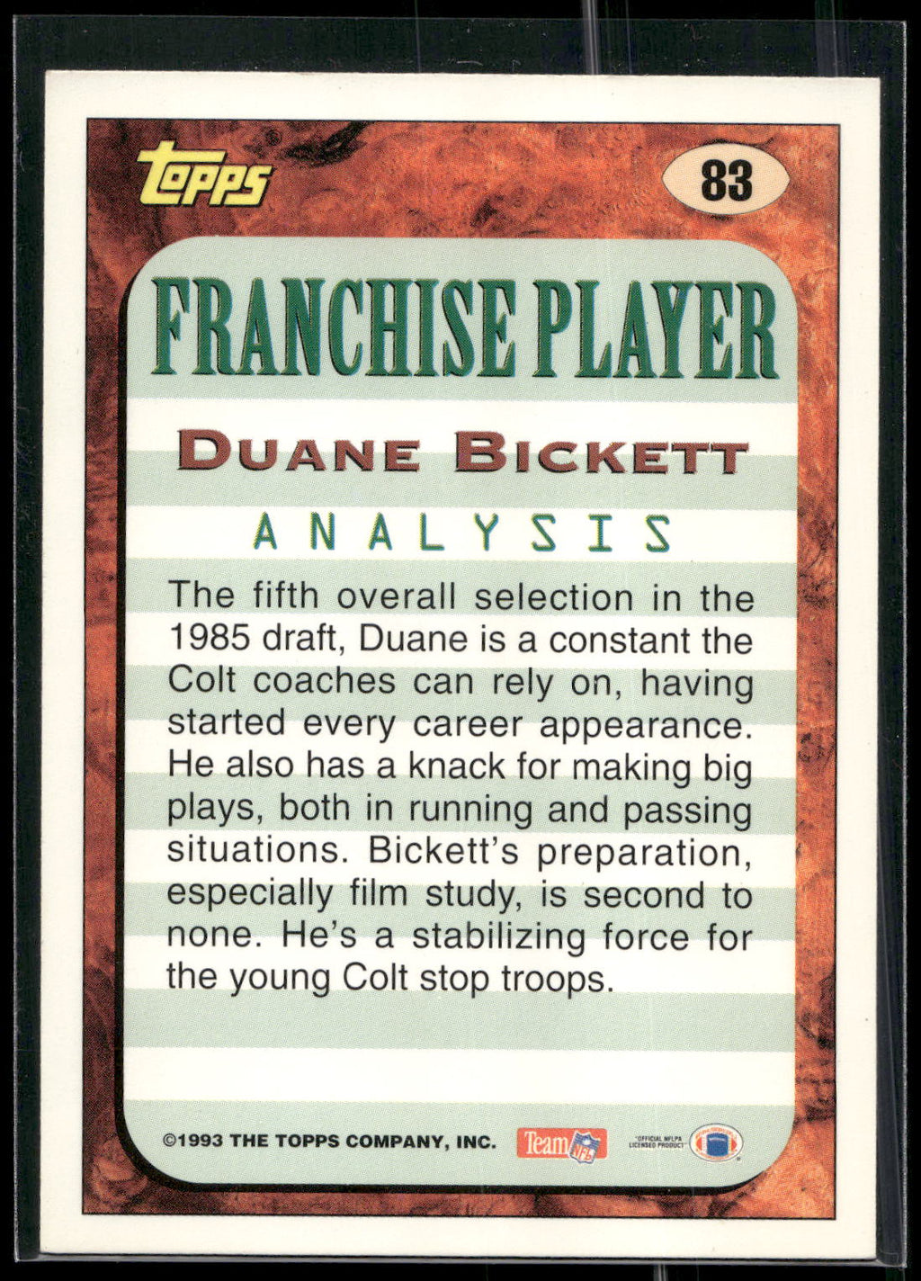 1993 Topps #83 Duane Bickett