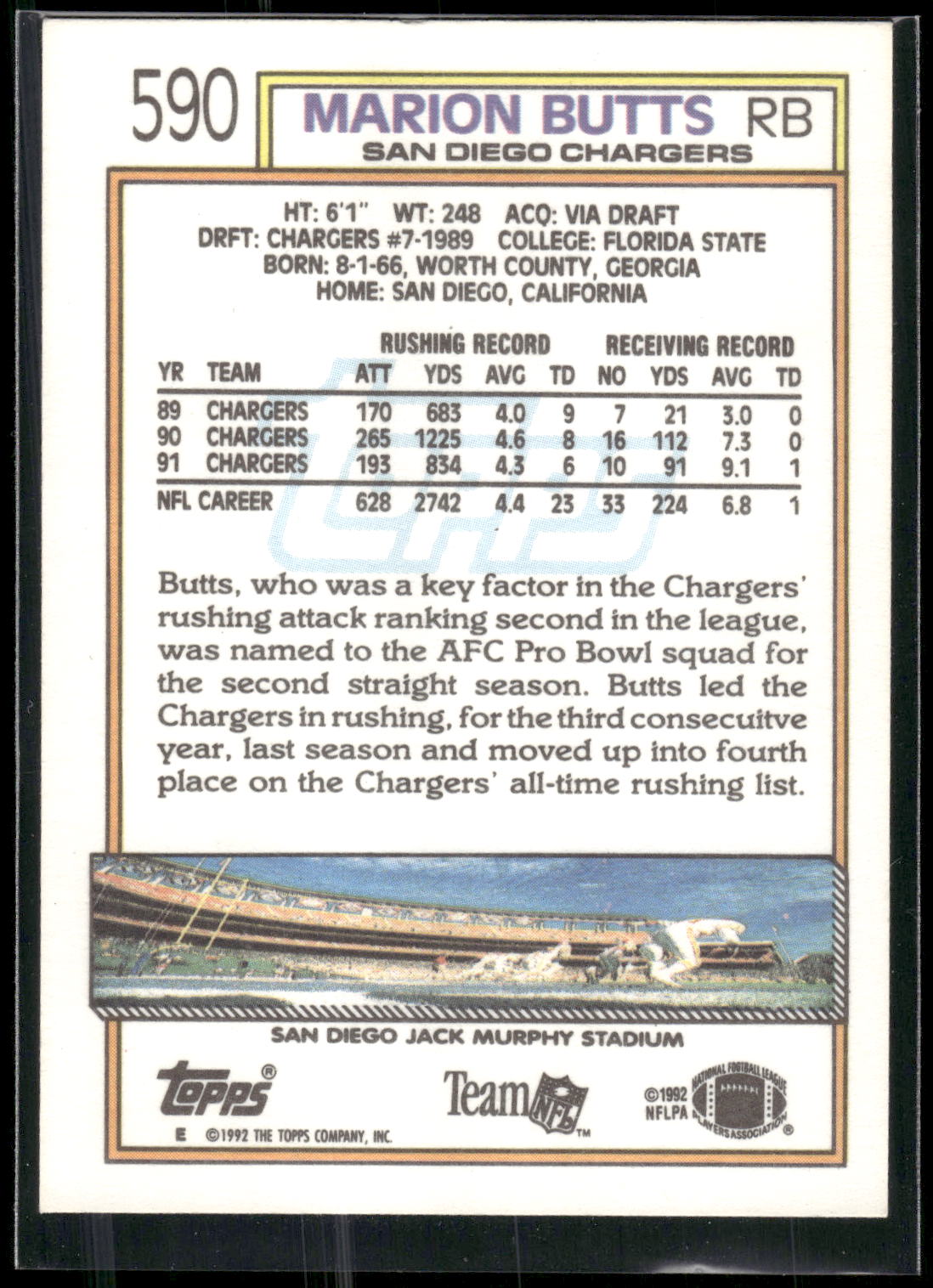 1992 Topps #590 Marion Butts