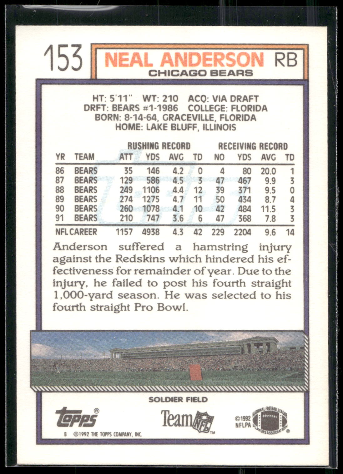 1992 Topps #153 Neal Anderson