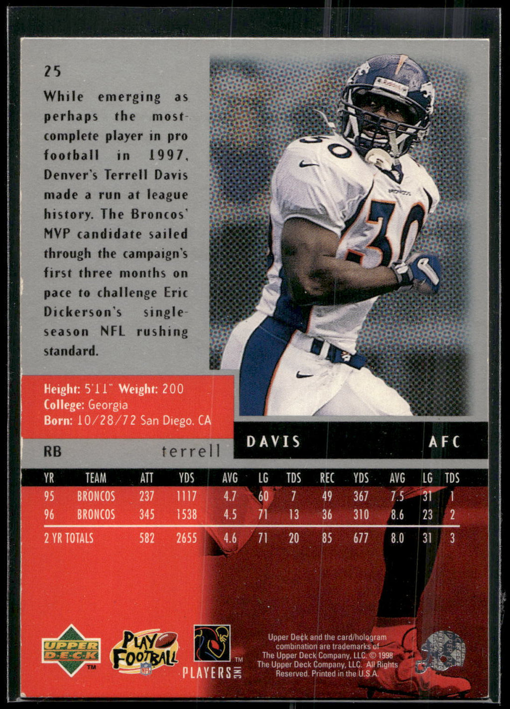 1998 Upper Deck Black Diamond #25 Terrell Davis