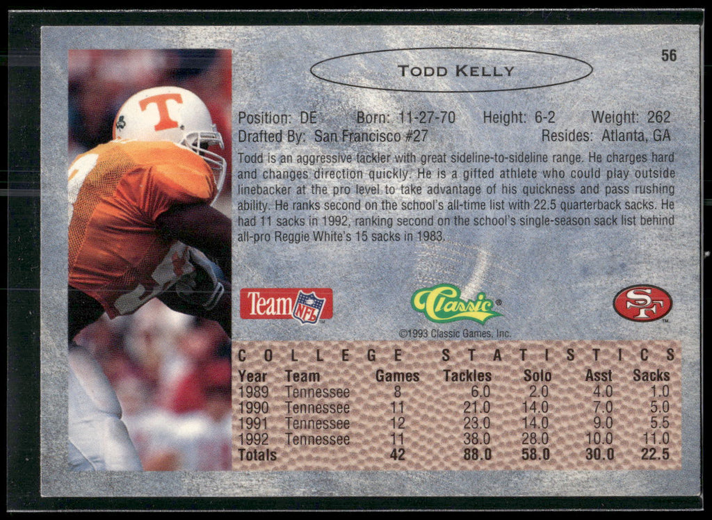 1993 Classic #56 Todd Kelly