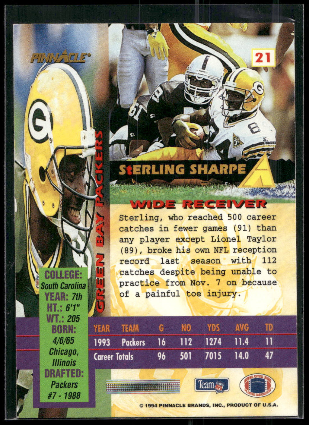 1994 Pinnacle Canton Bound #21 Sterling Sharpe