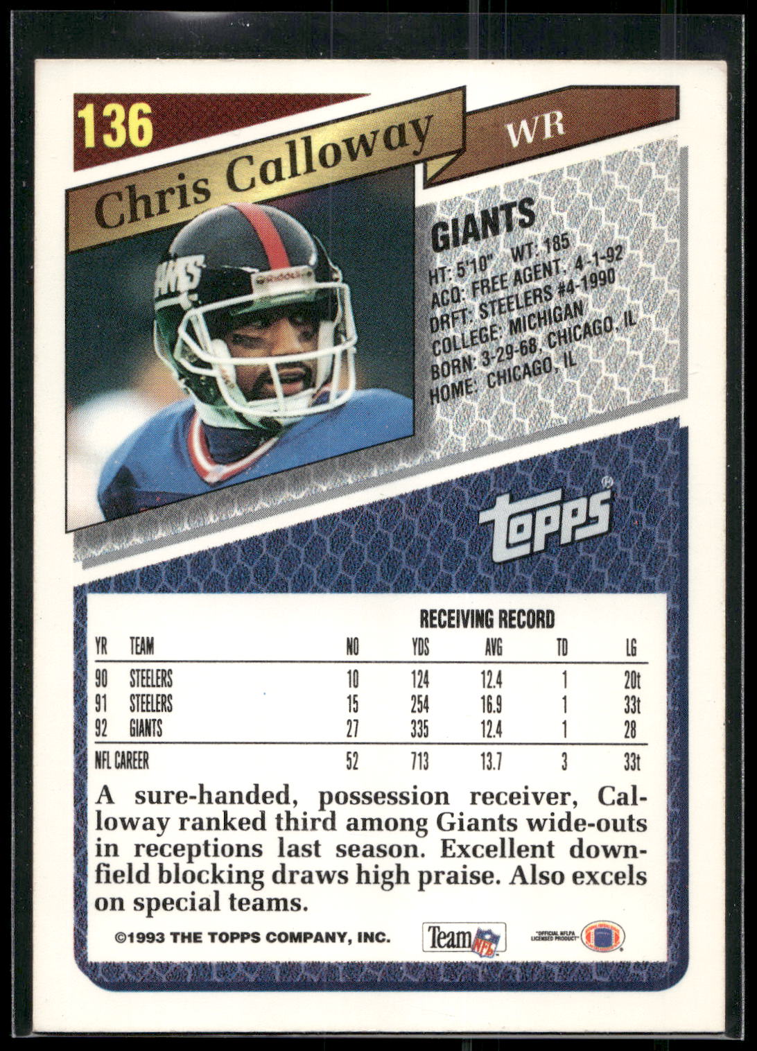 1993 Topps #136 Chris Calloway