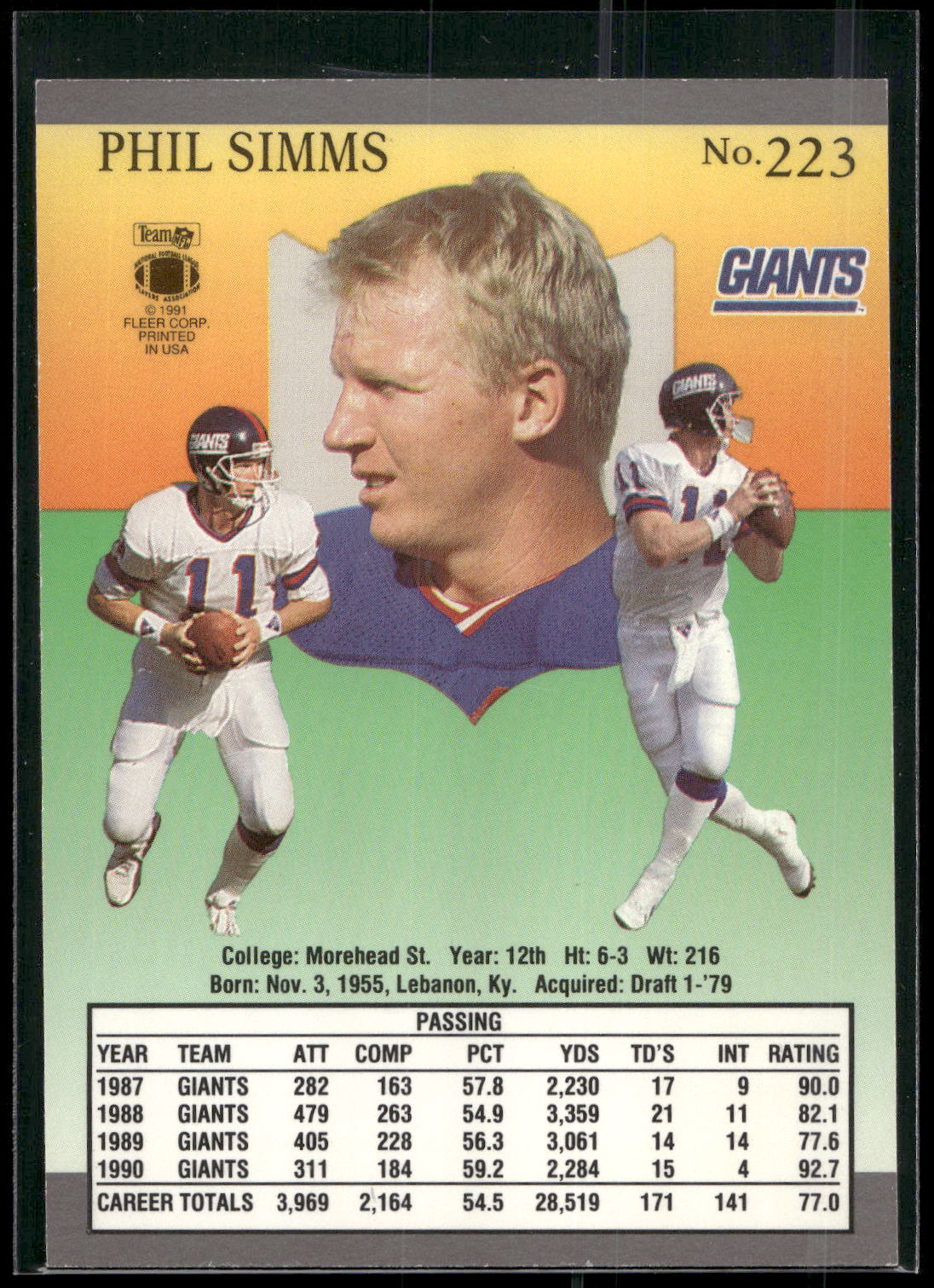1991 Ultra #223 Phil Simms