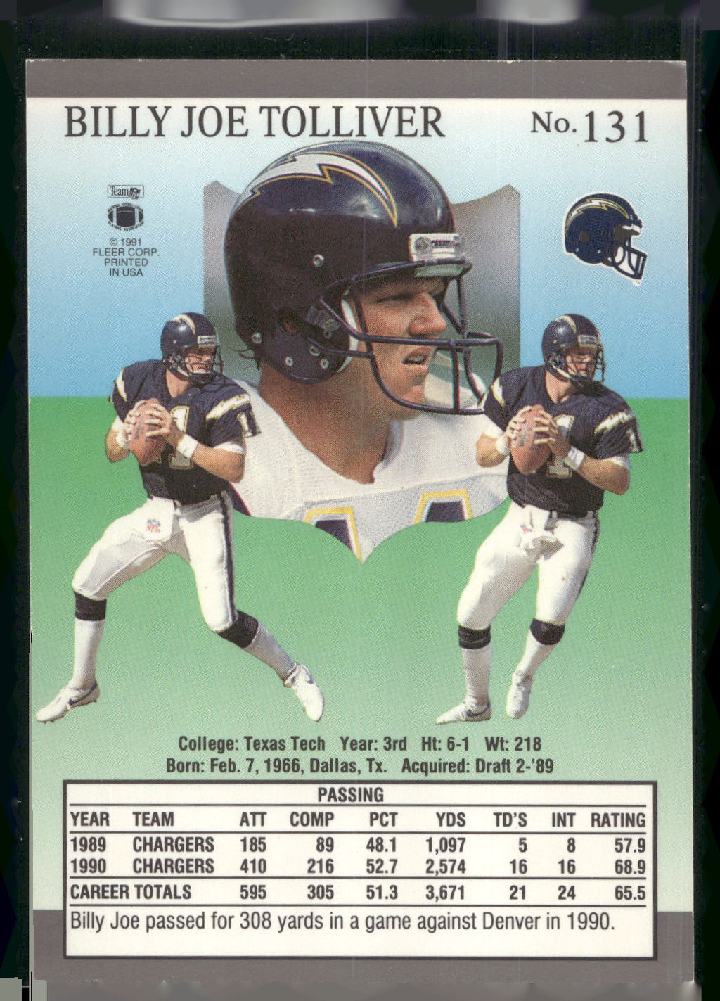 1991 Ultra #131 Billy Joe Tolliver