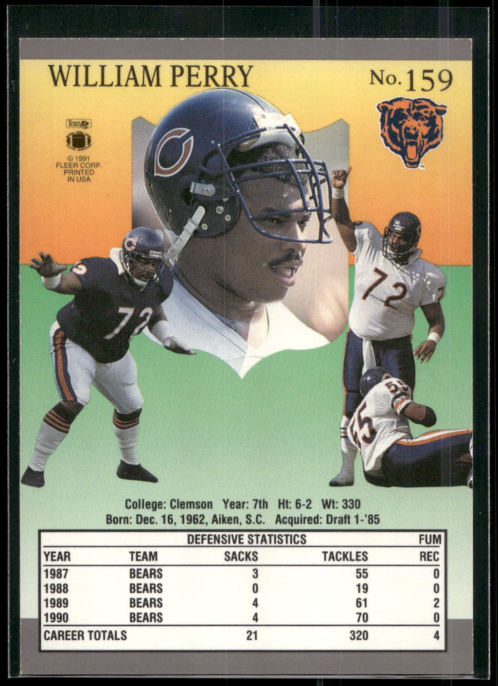 1991 Ultra #159 William Perry