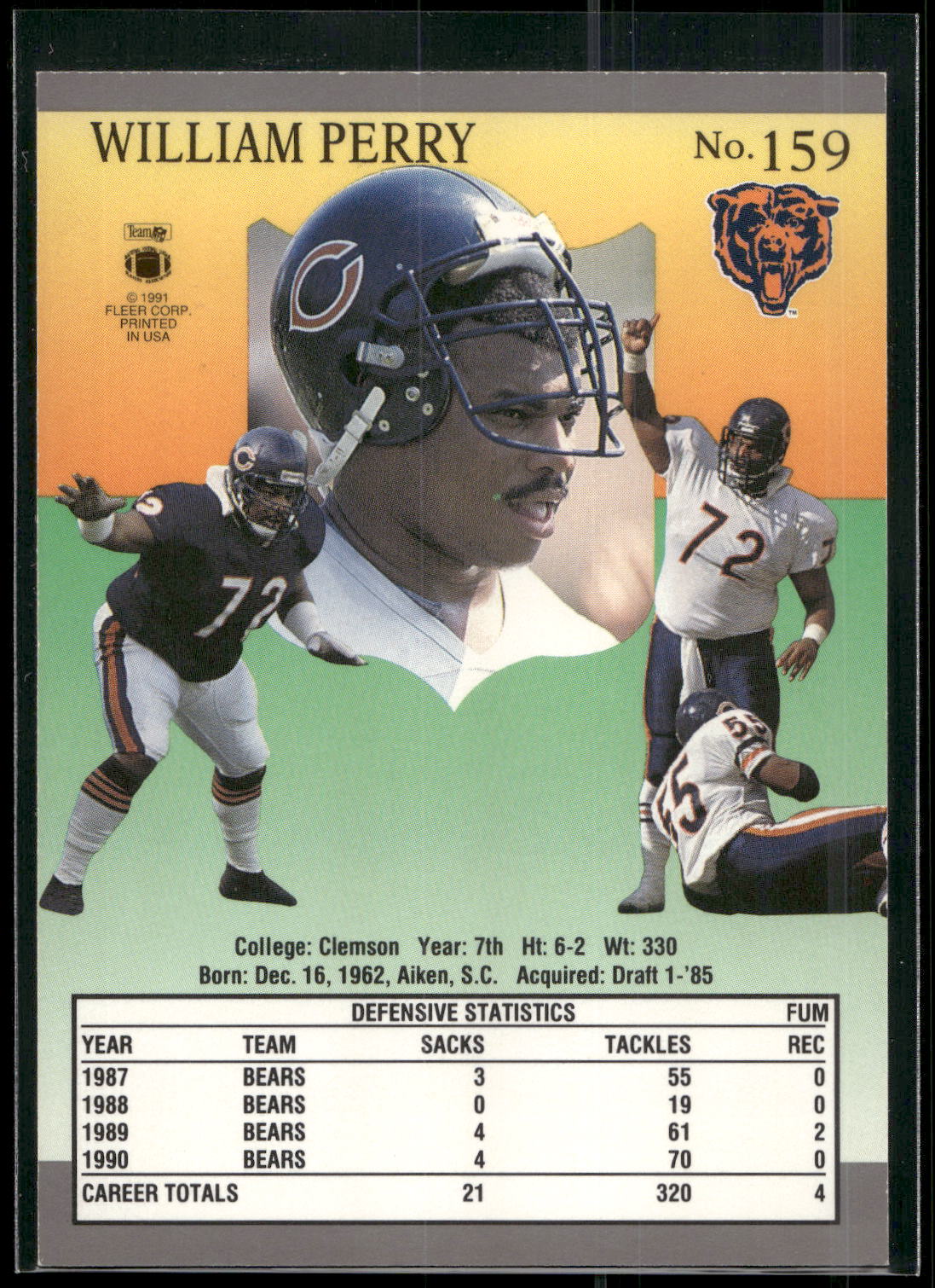 1991 Ultra #159 William Perry