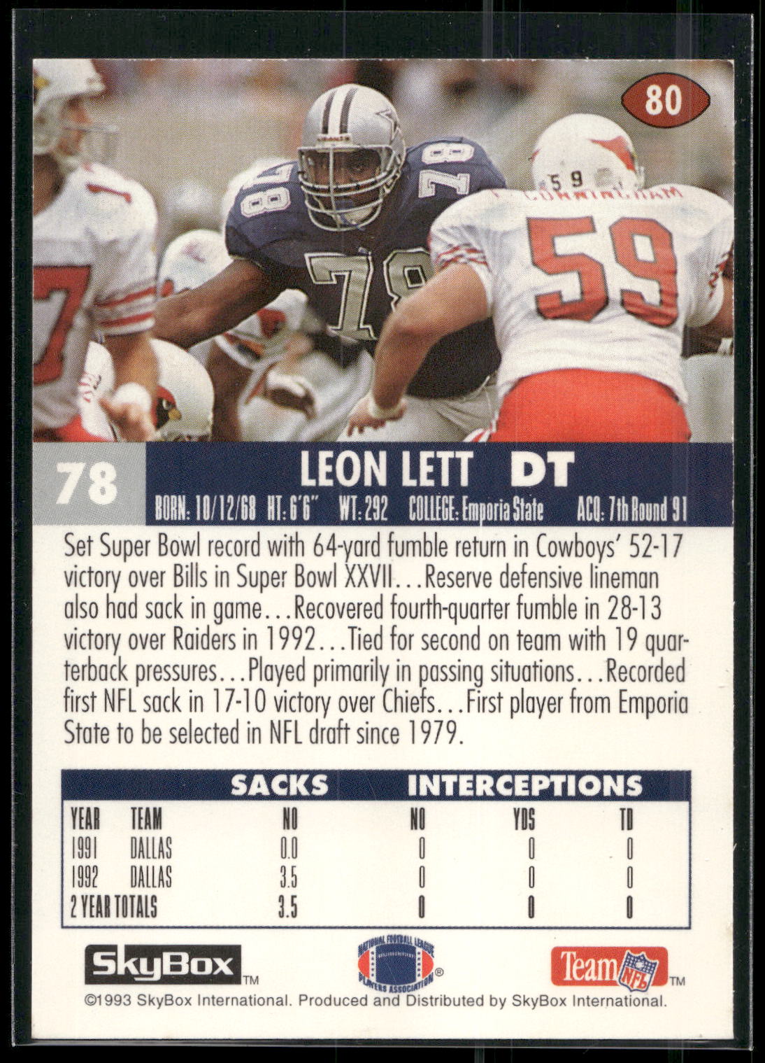 1993 SkyBox Impact #80 Leon Lett