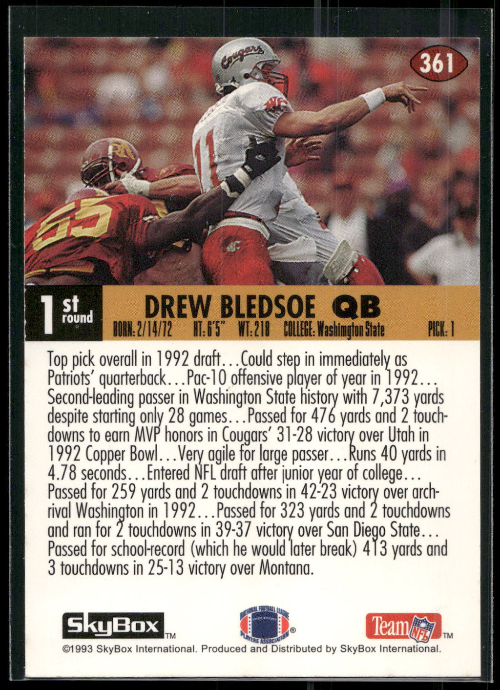 1993 SkyBox Impact #361 Drew Bledsoe