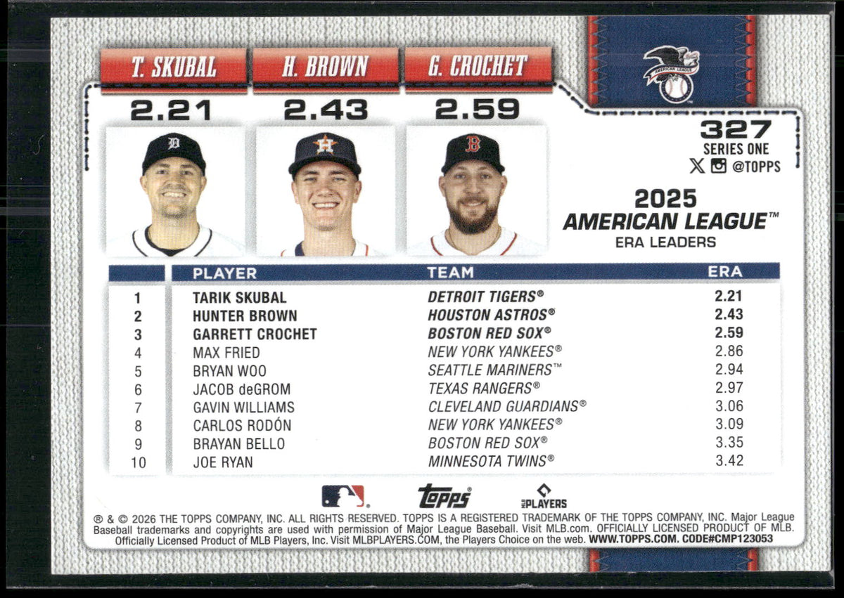 2026 Topps #327 (Tarik Skubal / Hunter Brown / Garrett Crochet)