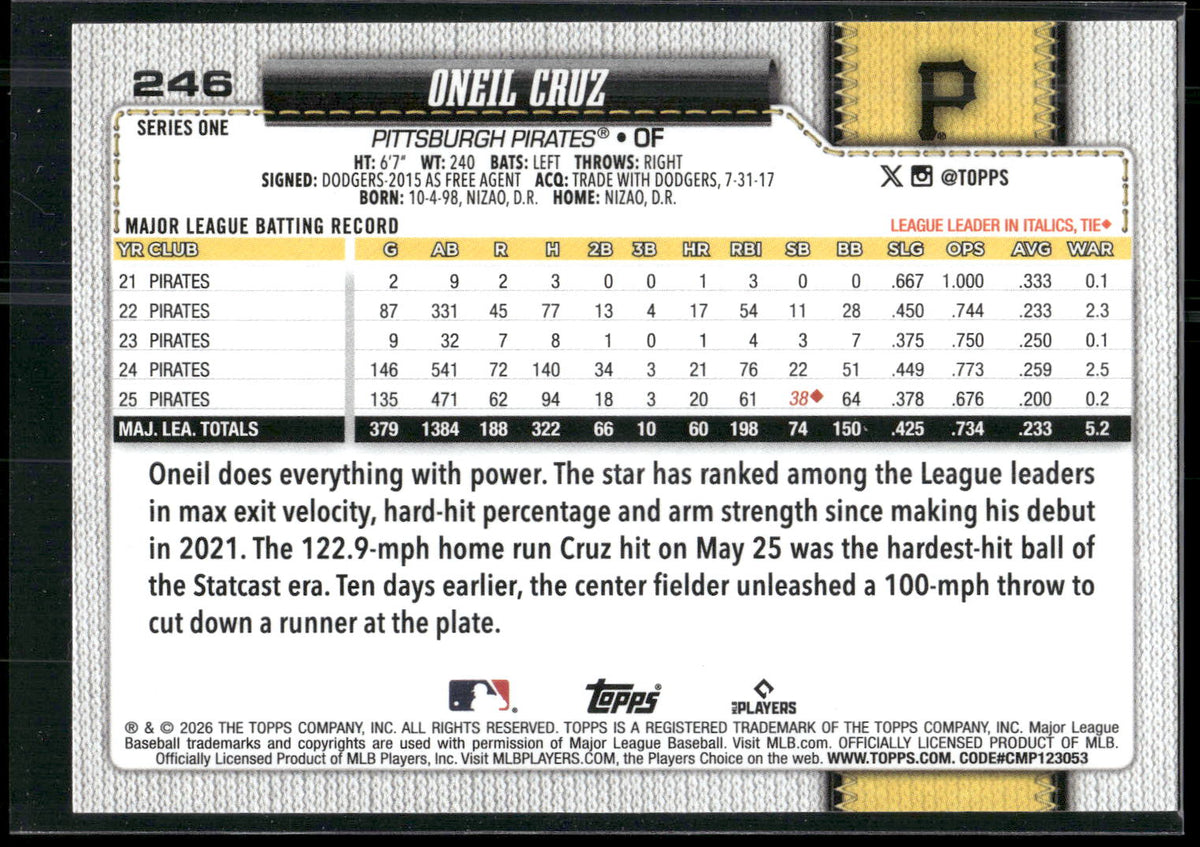 2026 Topps #246 Oneil Cruz