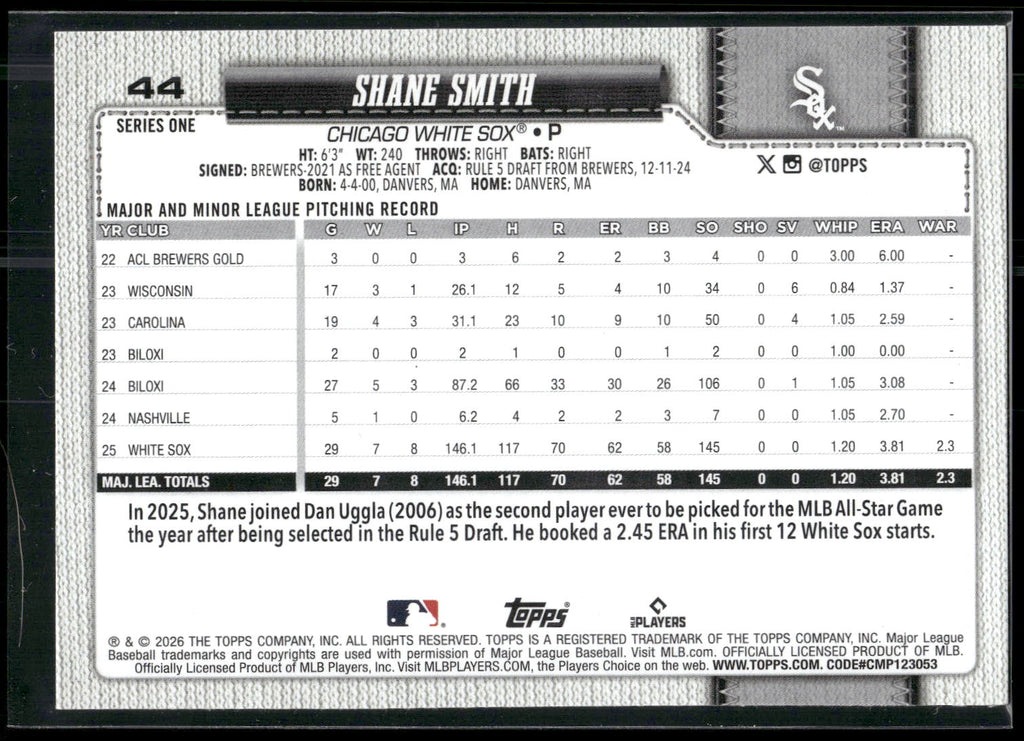 2026 Topps #44 Shane Smith