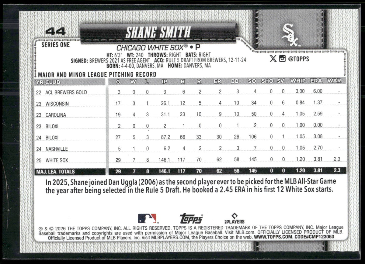 2026 Topps #44 Shane Smith
