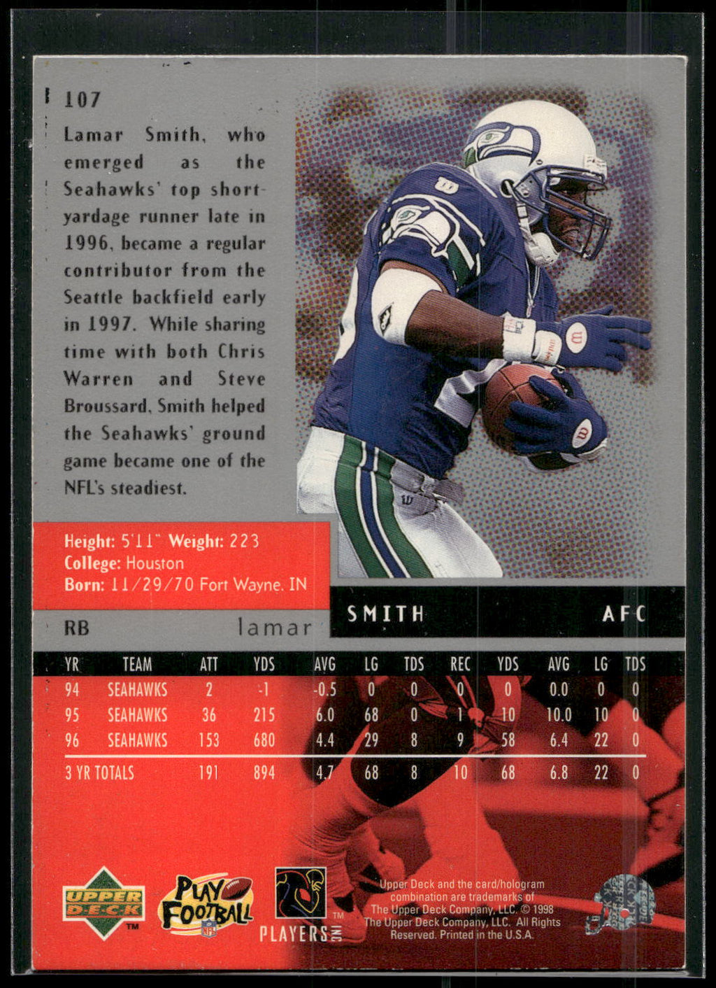1998 Upper Deck Black Diamond #107 Lamar Smith