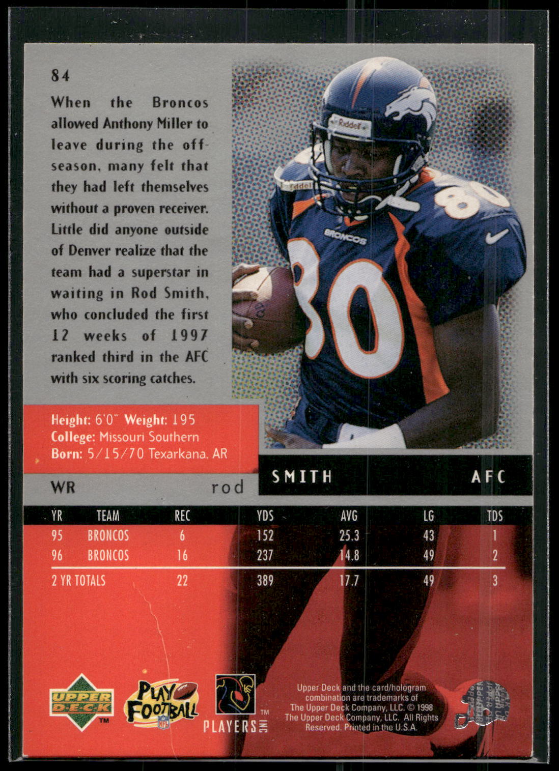 1998 Upper Deck Black Diamond #84 Rod Smith