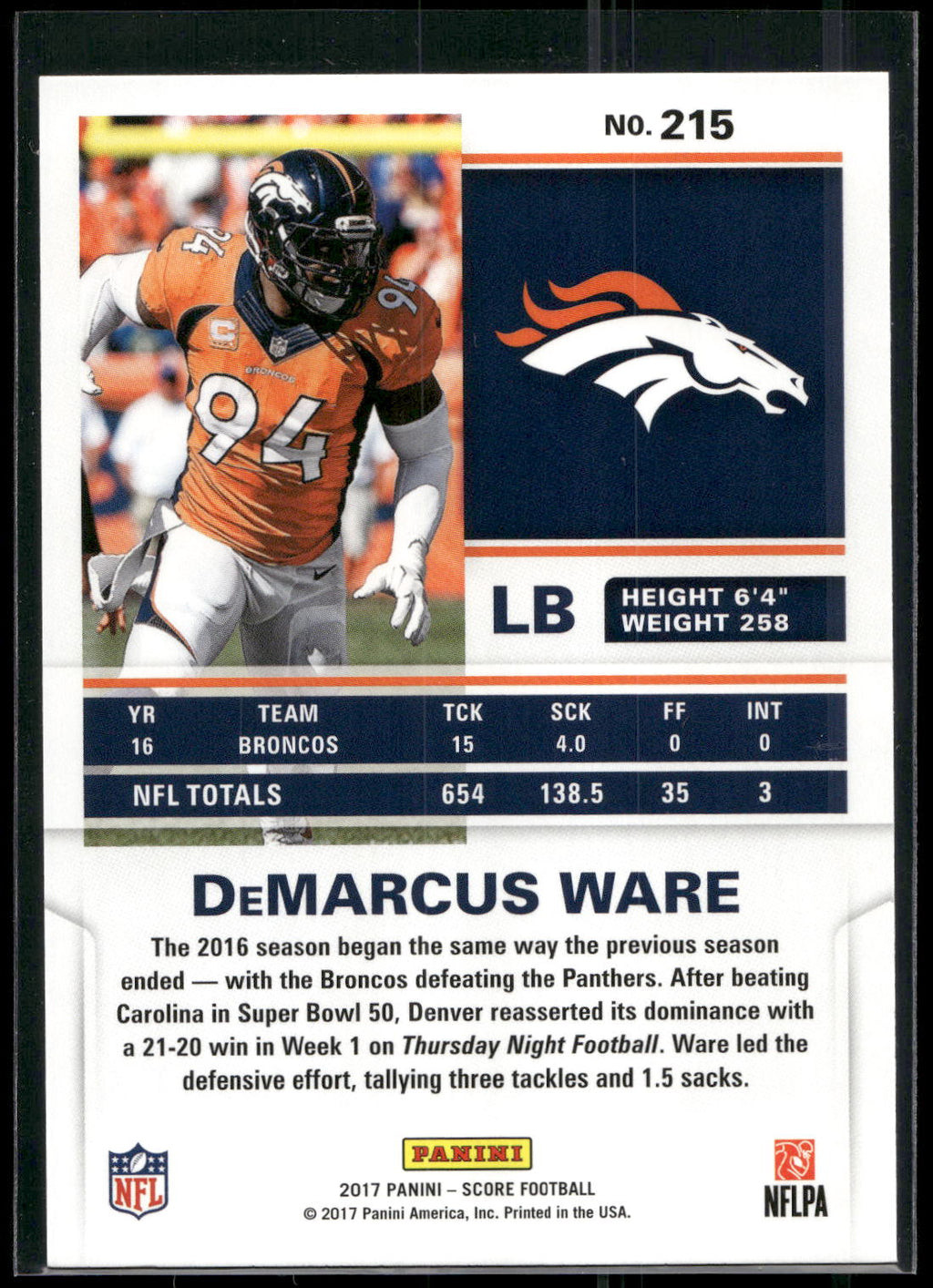 2017 Score #215 DeMarcus Ware