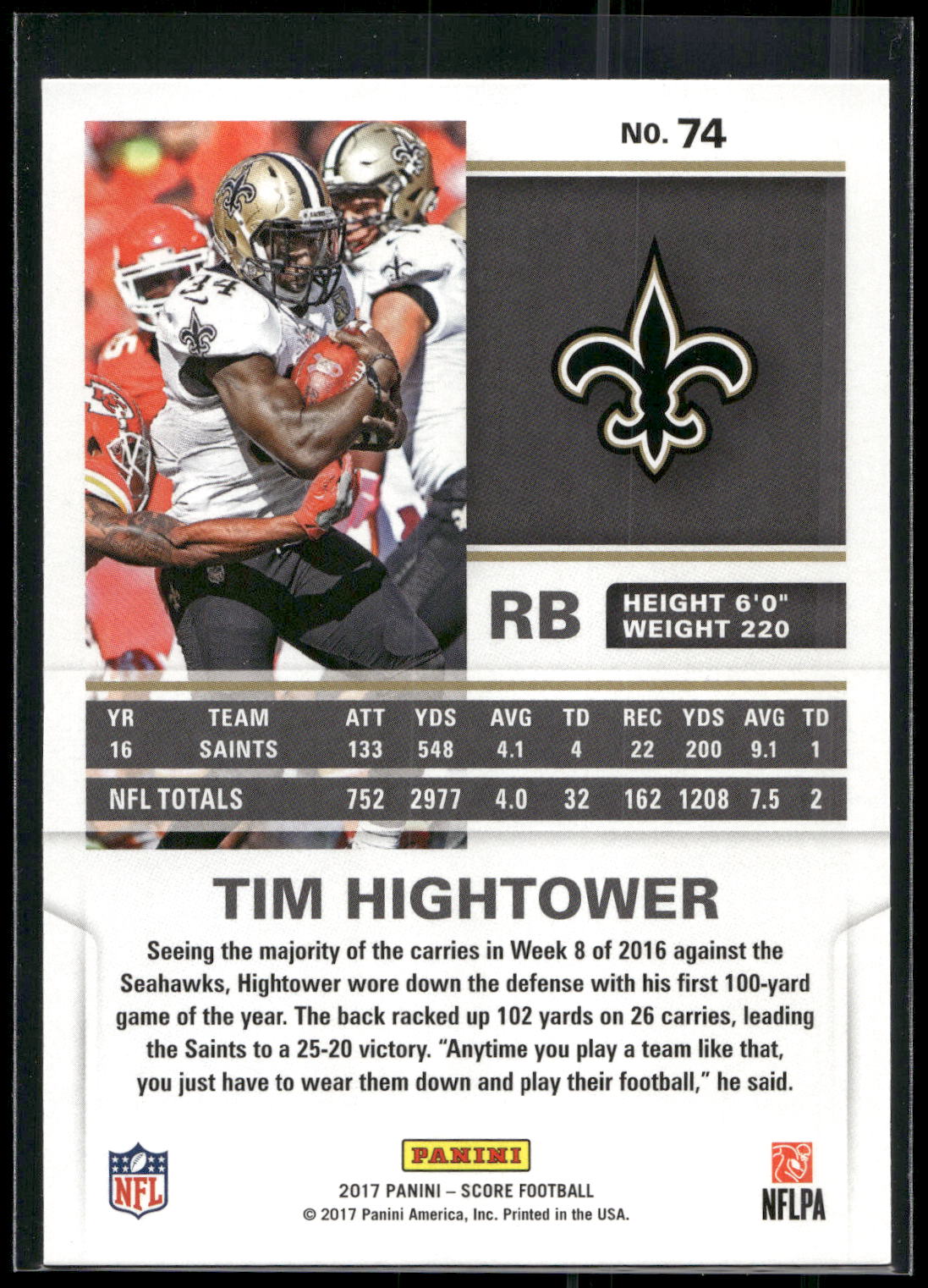 2017 Score #74 Tim Hightower