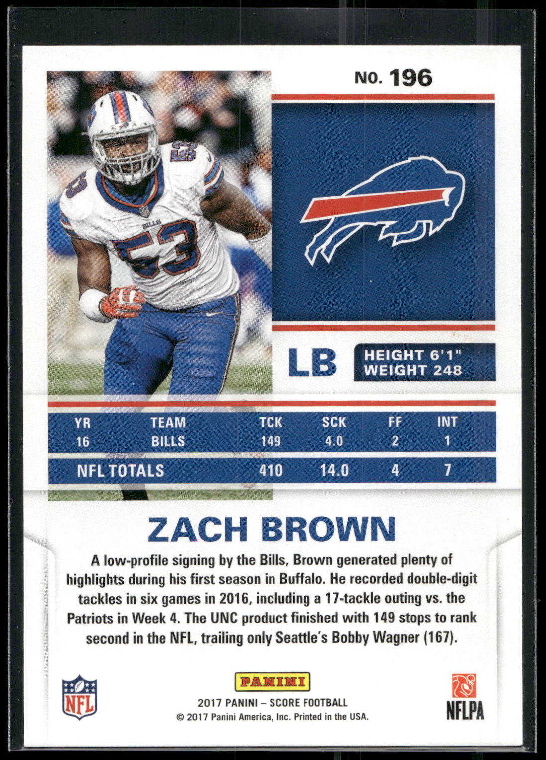 2017 Score #196 Zach Brown