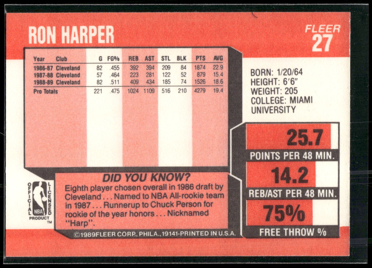 1989-90 Fleer #27 Ron Harper