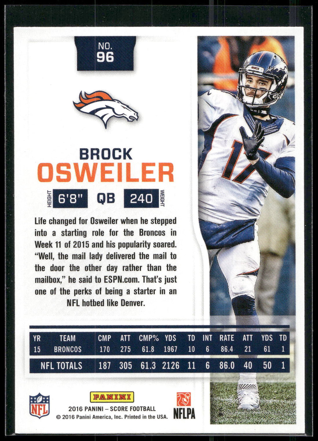 2016 Score #96 Brock Osweiler