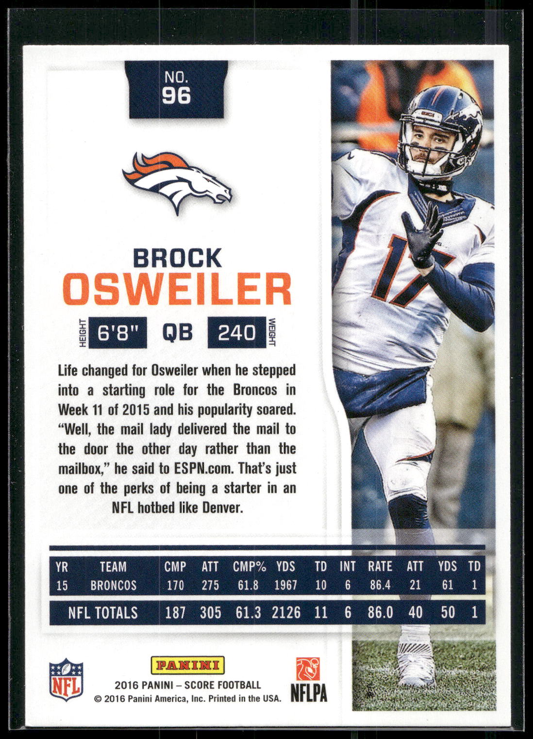 2016 Score #96 Brock Osweiler