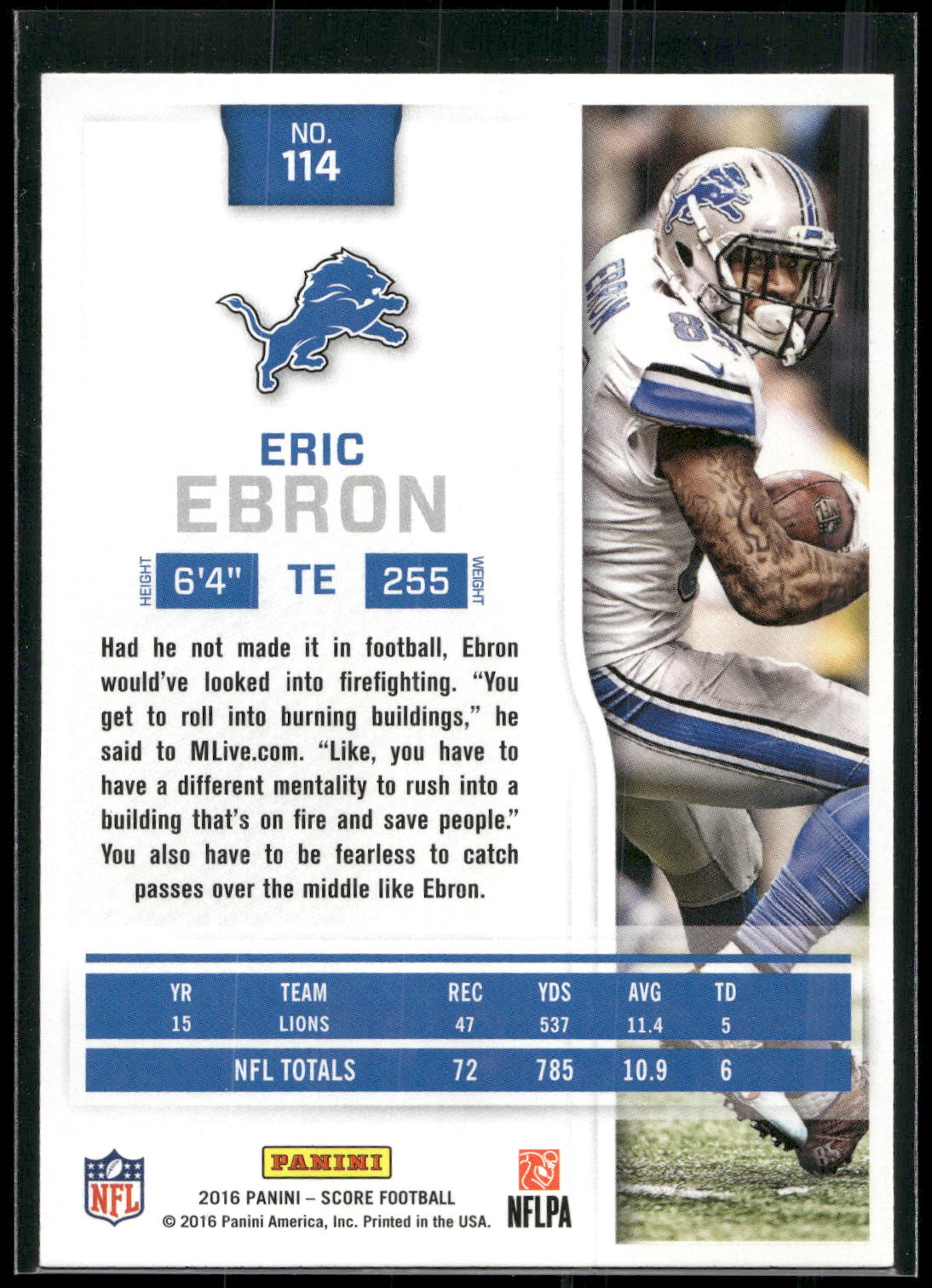 2016 Score #114 Eric Ebron