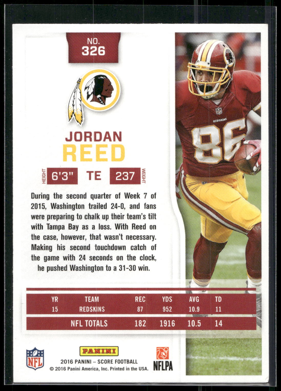 2016 Score #326 Jordan Reed