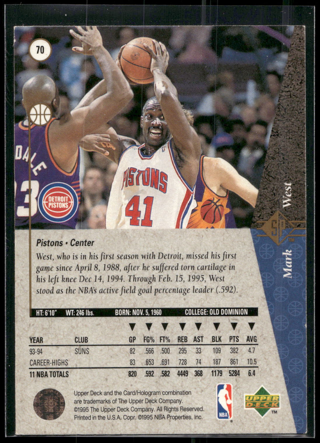 1994-95 SP #70 Mark West