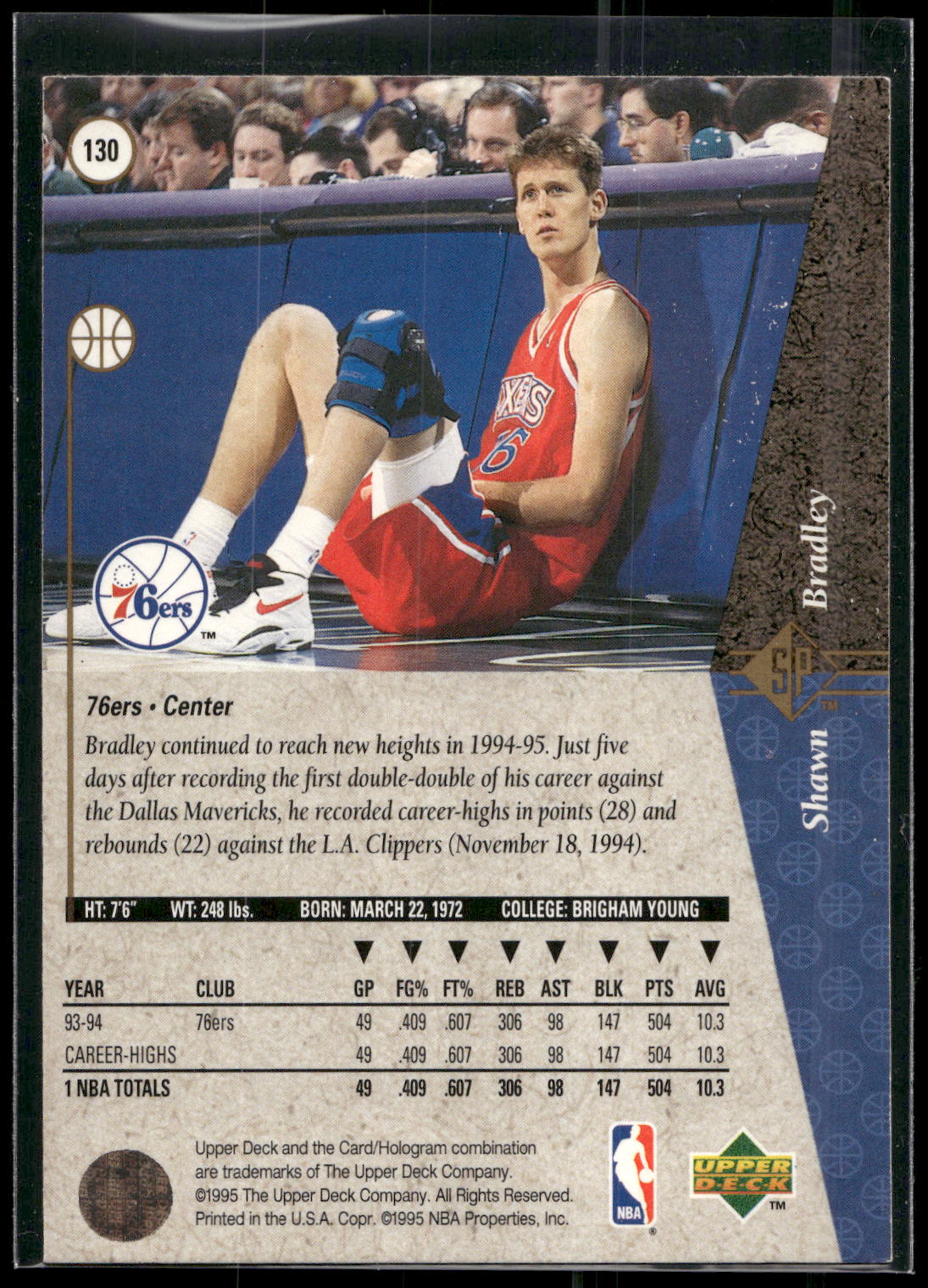 1994-95 SP #130 Shawn Bradley