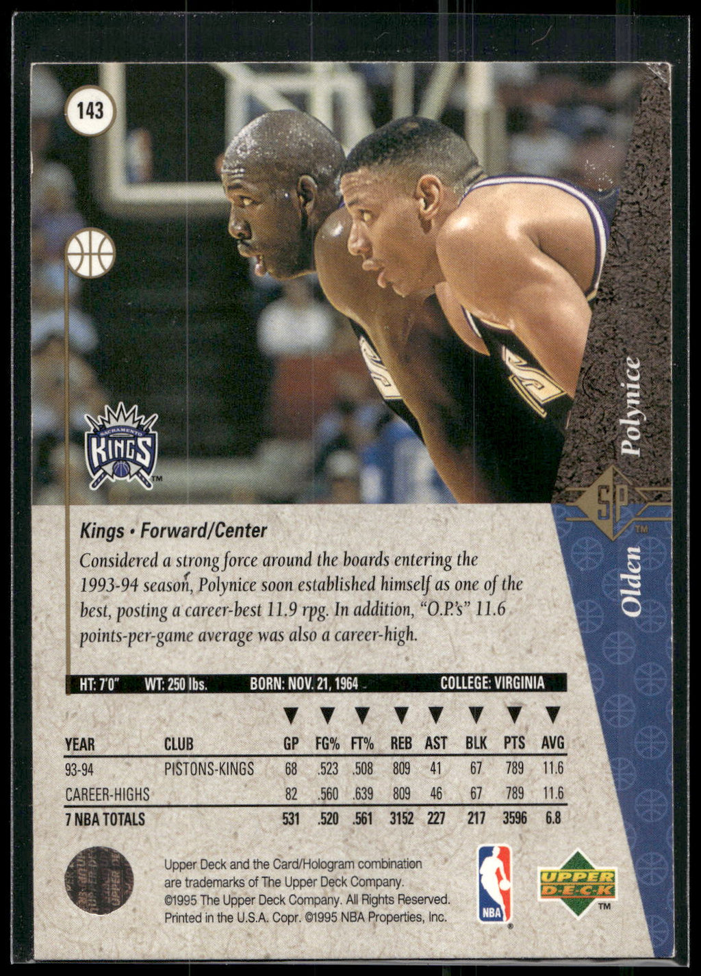 1994-95 SP #143 Olden Polynice