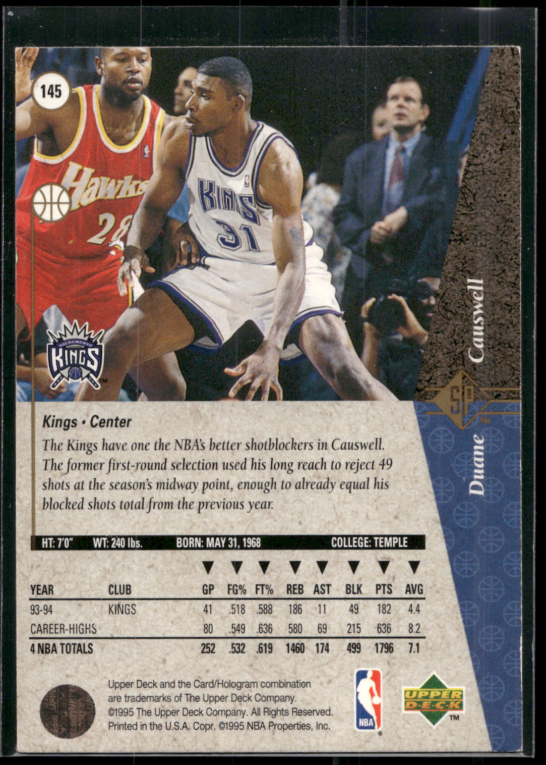 1994-95 SP #145 Duane Causwell