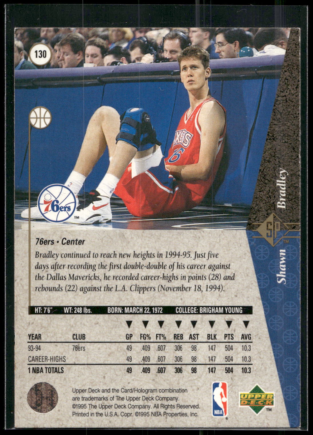1994-95 SP #130 Shawn Bradley