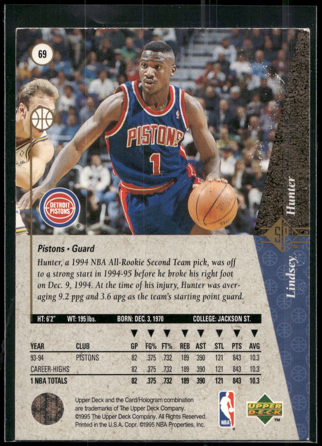 1994-95 SP #69 Lindsey Hunter