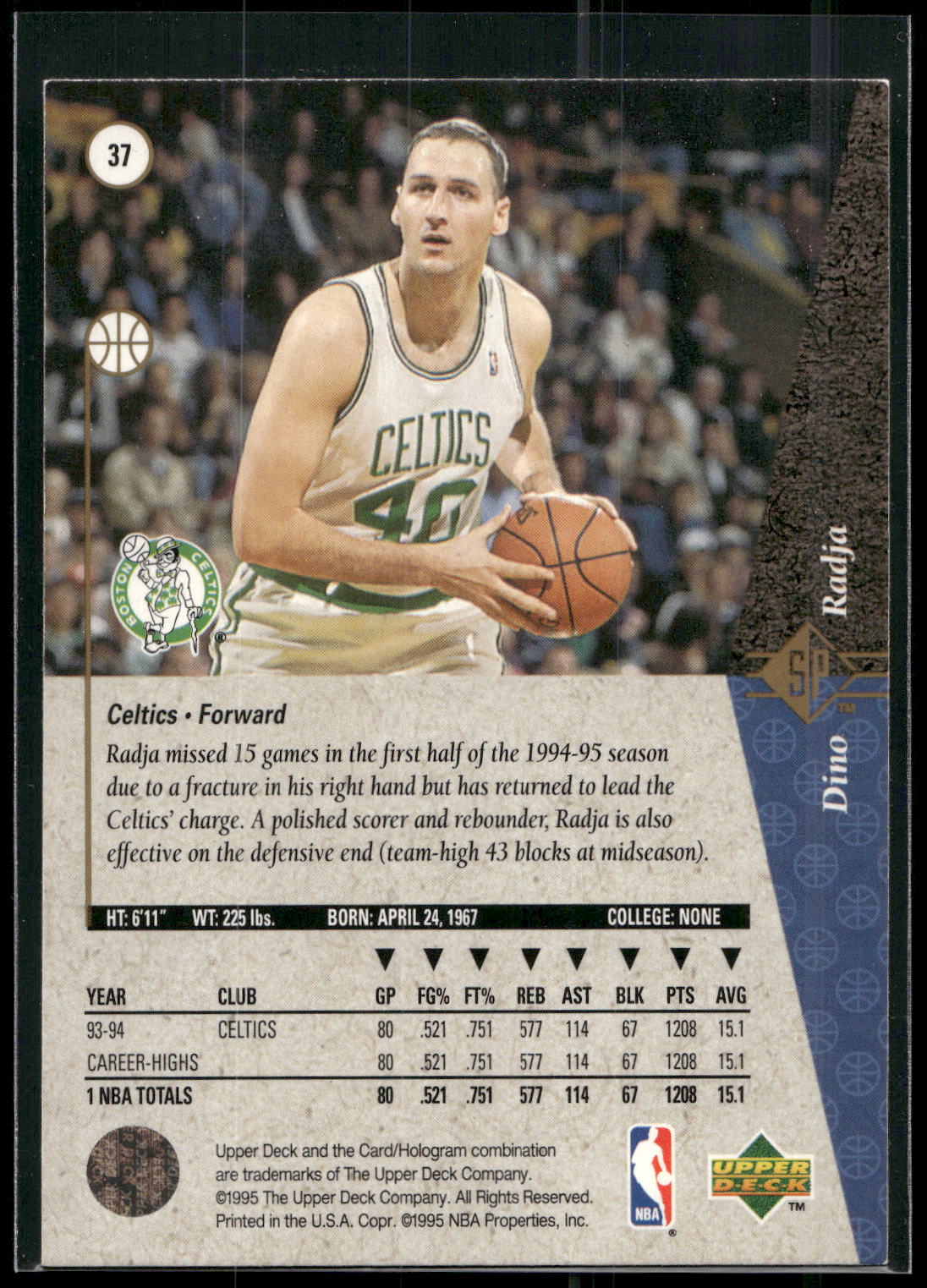 1994-95 SP #37 Dino Radja