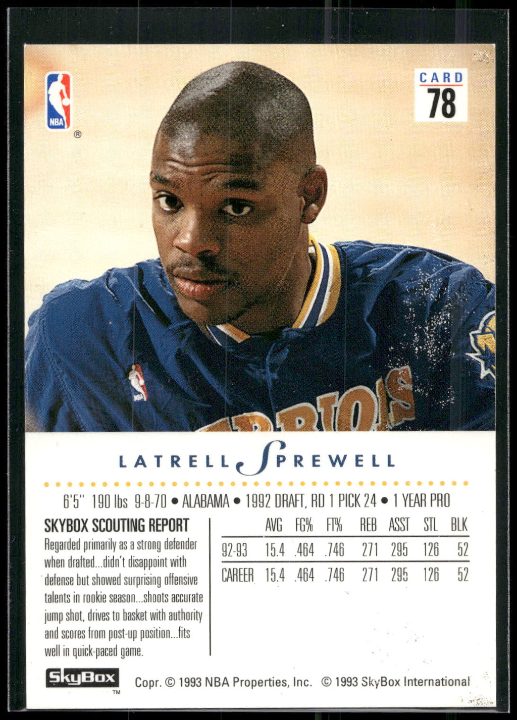 1993-94 SkyBox Premium #78 Latrell Sprewell