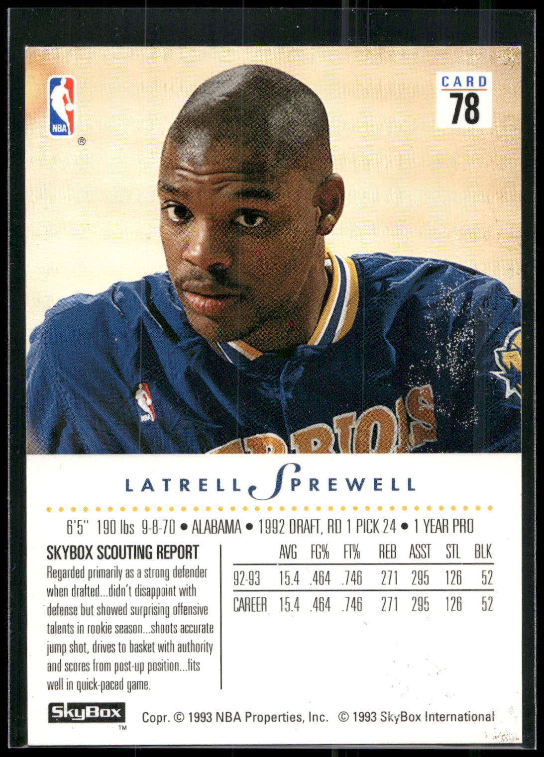 1993-94 SkyBox Premium #78 Latrell Sprewell