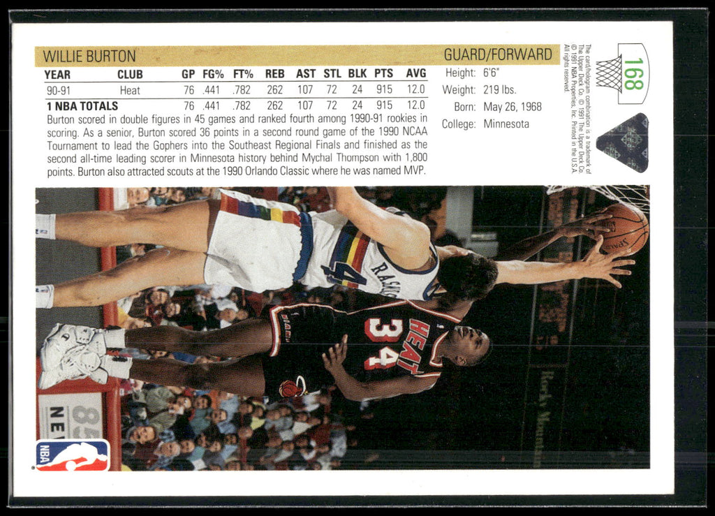 1991-92 Upper Deck #168 Willie Burton