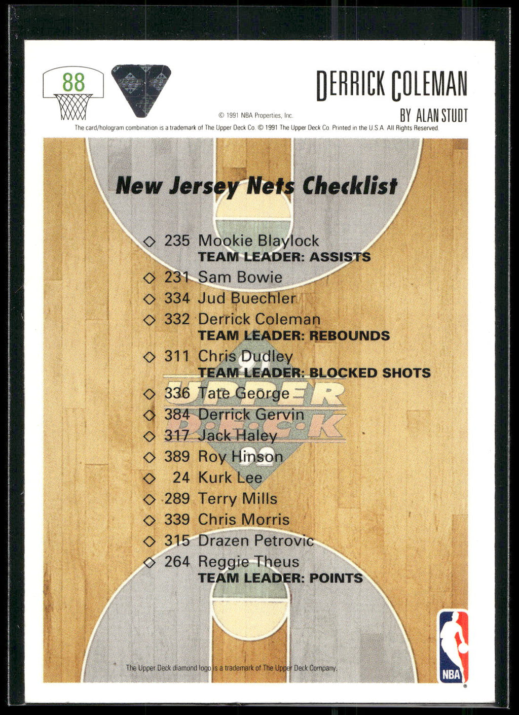 1991-92 Upper Deck #88 Derrick Coleman