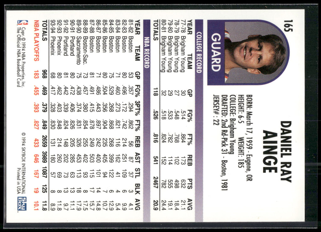 1994-95 Hoops #165 Danny Ainge