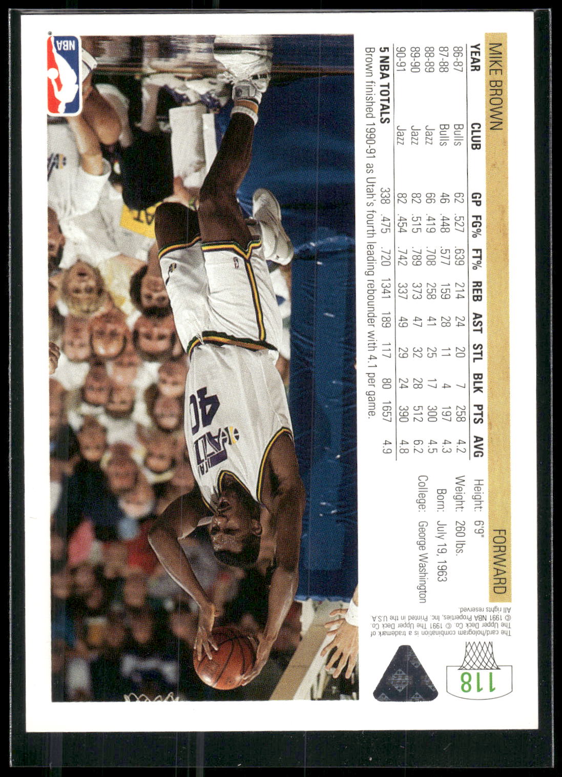 1991-92 Upper Deck #118 Mike Brown