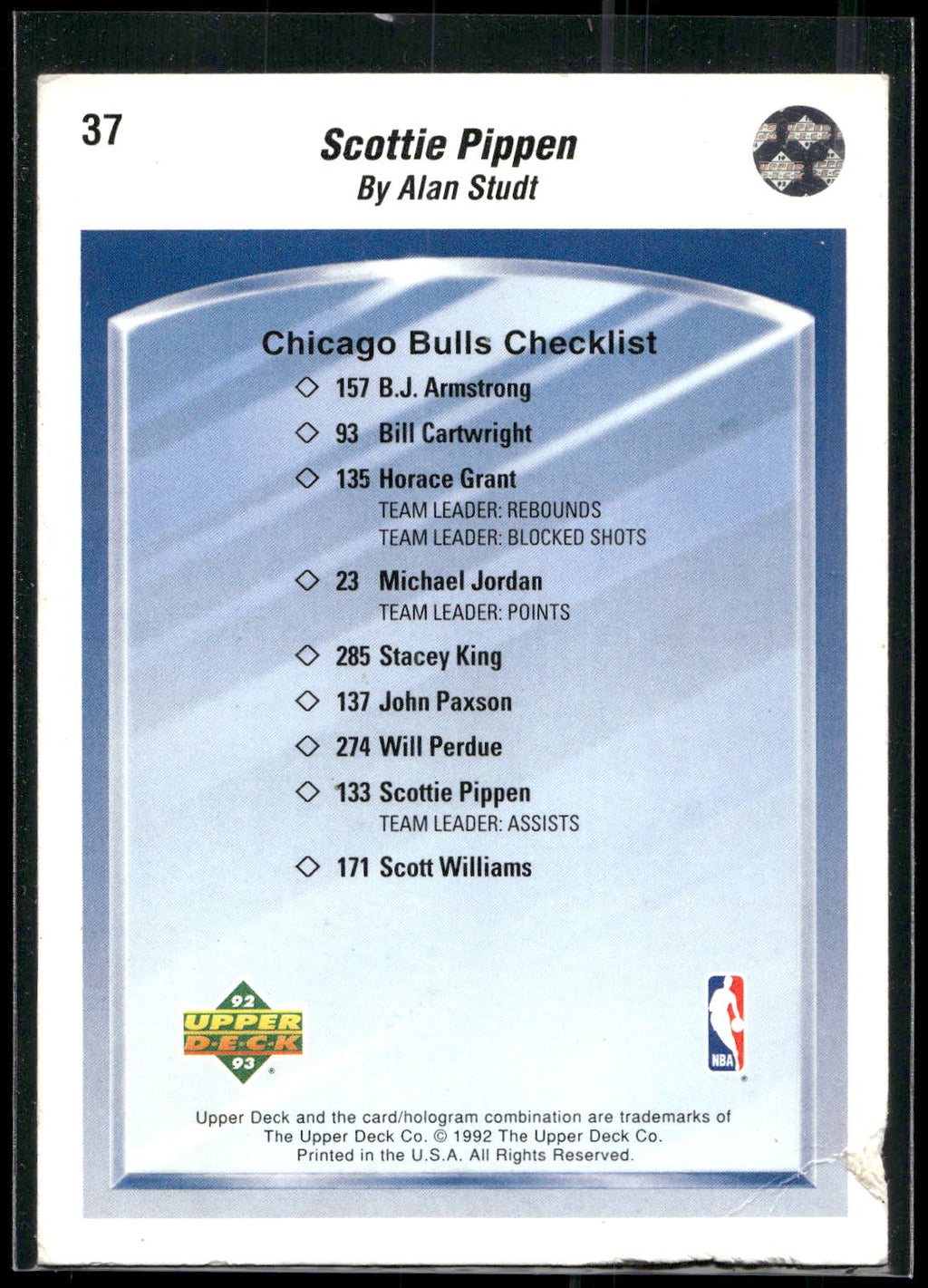 1992-93 Upper Deck #37 Scottie Pippen