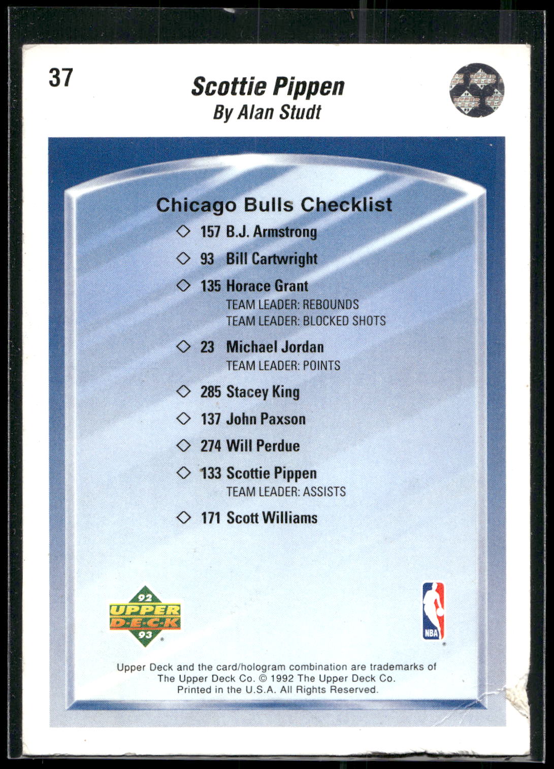 1992-93 Upper Deck #37 Scottie Pippen