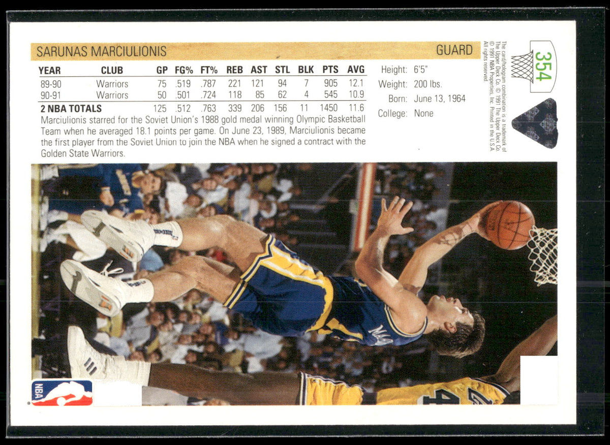 1991-92 Upper Deck #354b Sarunas Marciulionis