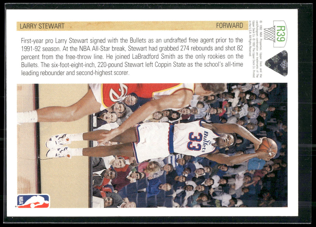 1991-92 Upper Deck #R39 Larry Stewart Rookie Standouts
