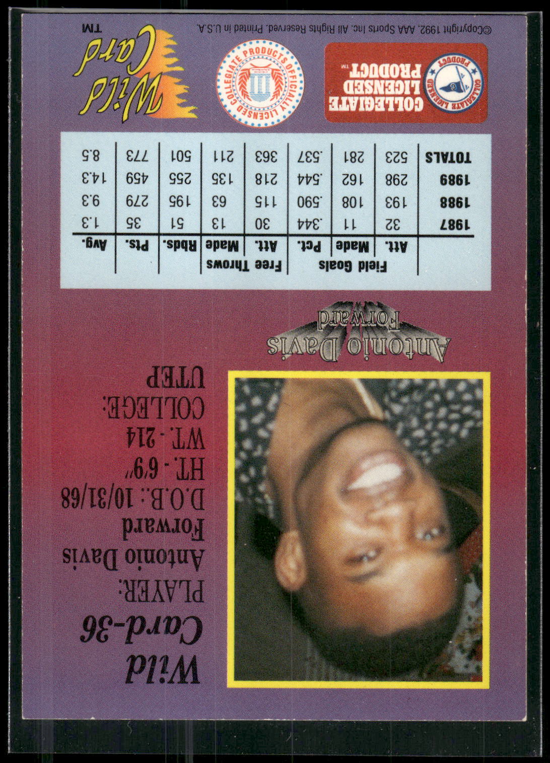 1991-92 Wild Card #36 Antonio Davis