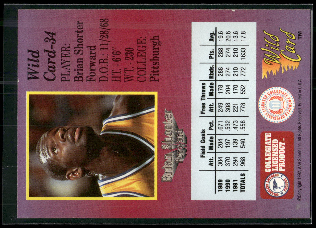 1991-92 Wild Card #34 Brian Shorter
