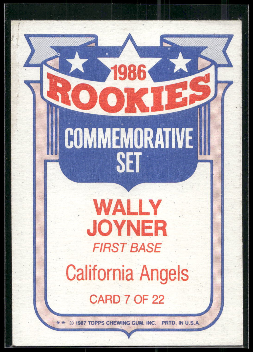 1987 Topps #7 Wally Joyner Glossy Rookies