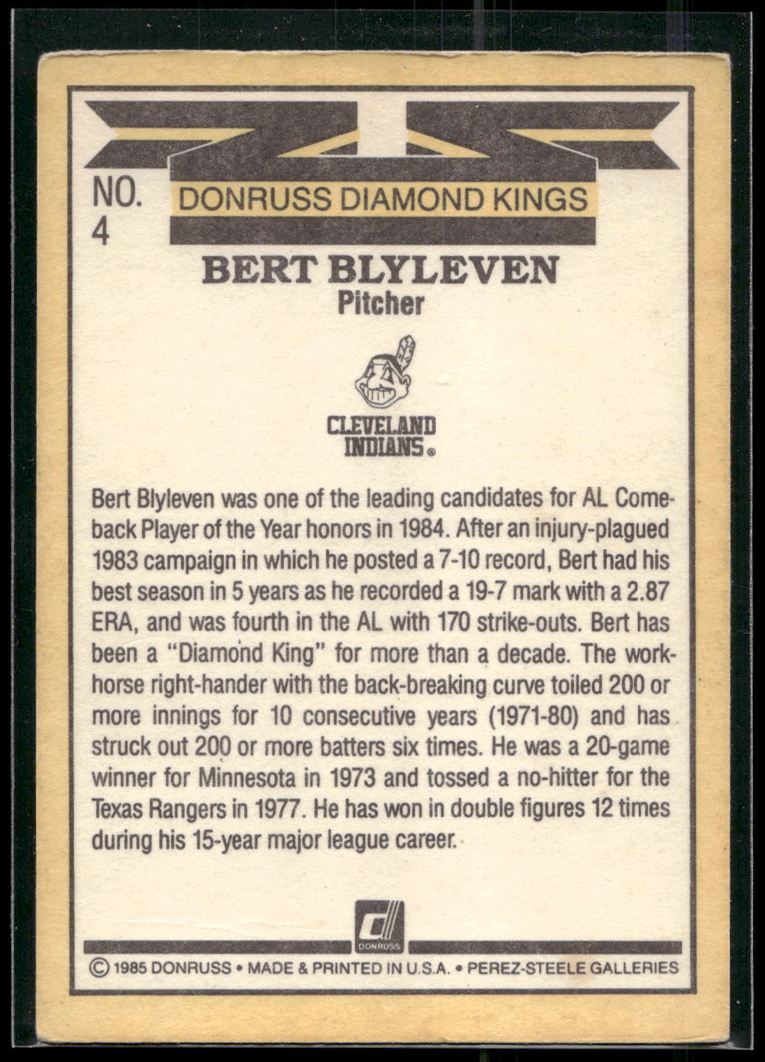 1985 Donruss #4 Bert Blyleven